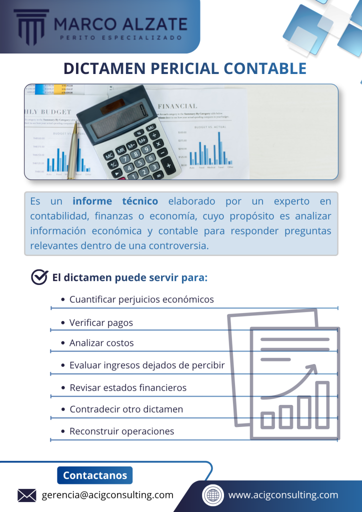 El dictamen pericial contable es un informe técnico elaborado por un experto en contabilidad, finanzas o economía, cuyo propósito es analizar información económica y contable para responder preguntas relevantes dentro de una controversia
