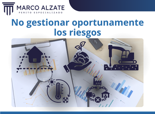 No gestionar oportunamente los riesgos en proyectos de infraestructura tales como problemas prediales, ambientales, geotécnicos, climáticos, logísticos o de suministro. 